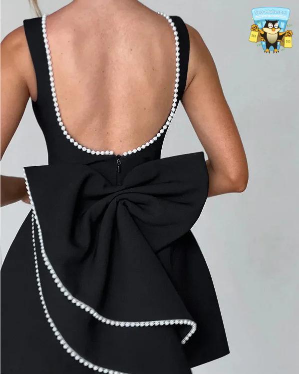 Elegant Pearl Bow Backless Min