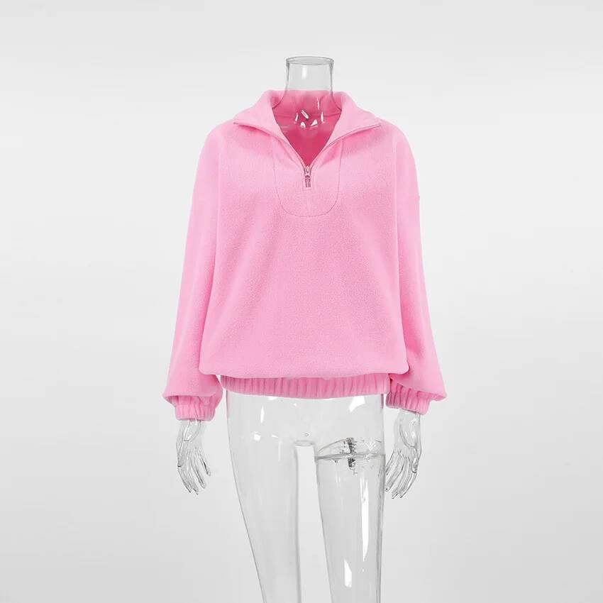 Women's Solid Color Long Sleeve Pullover Sweatshirt Casual Loose Fit Top