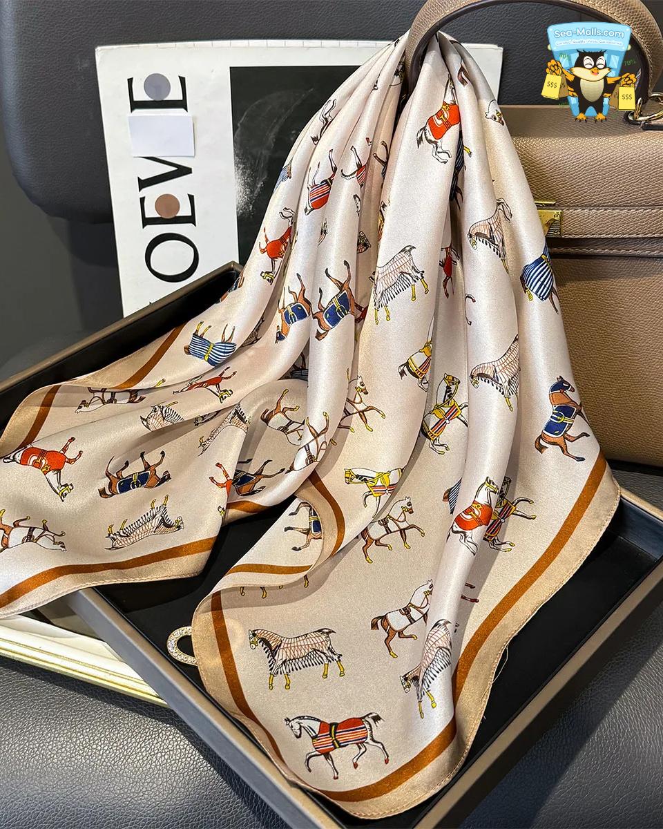 100% Mulberry Silk Square Scarf for Women