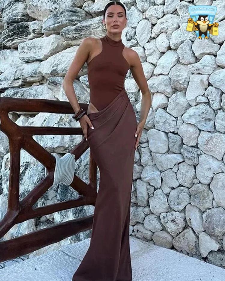 Sleeveless Satin Maxi Dress