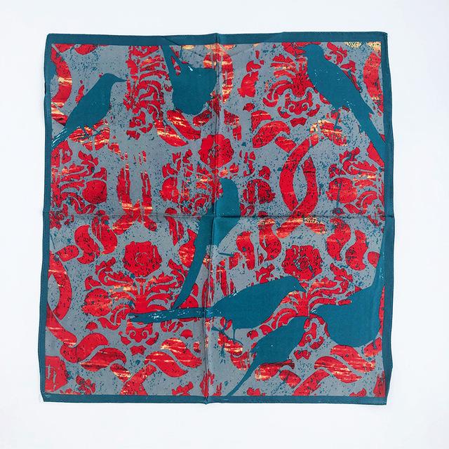 100% Pure Silk Floral Square Scarf Women Neck Hair Bandana