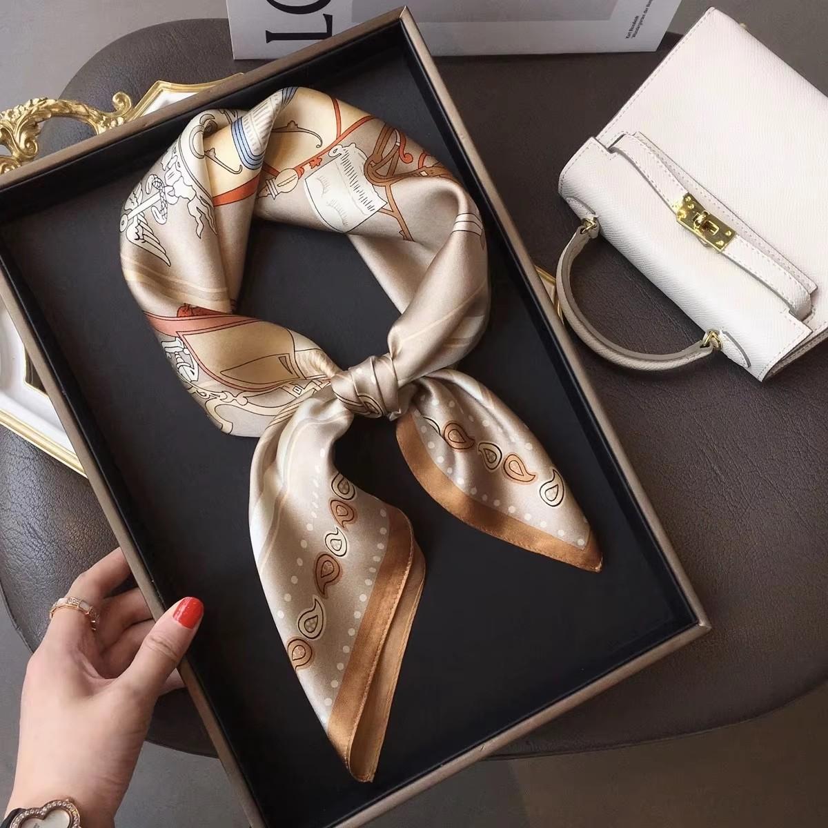 100% Natural Silk Square Scarf Women Hairband Neckerchief Wrap