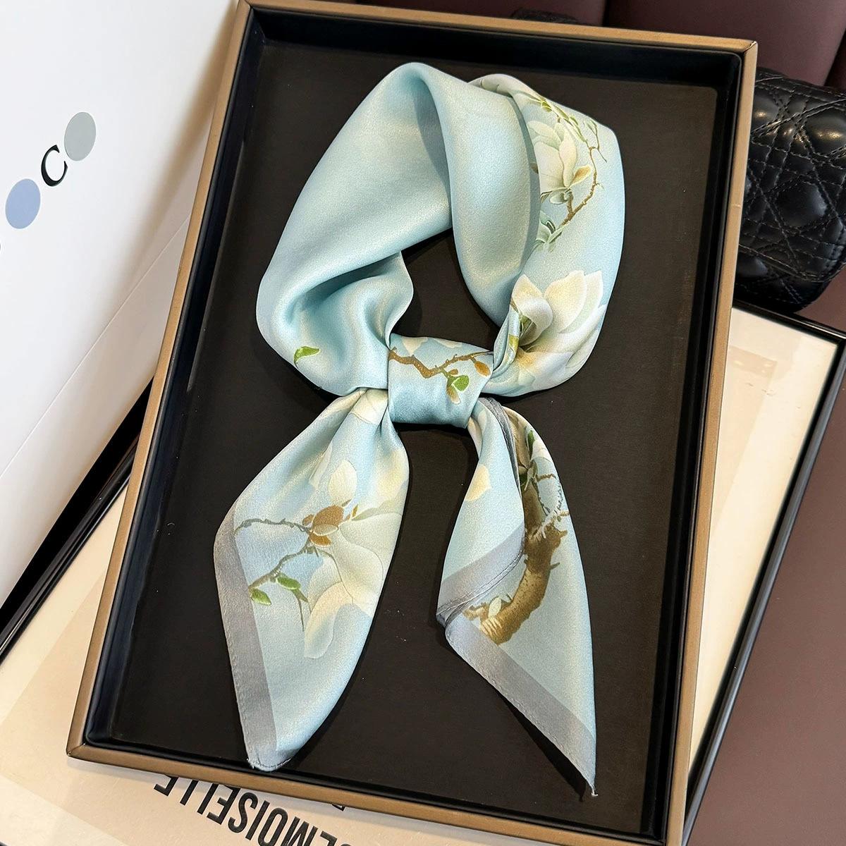 100% Mulberry Silk Square Scarf for Women