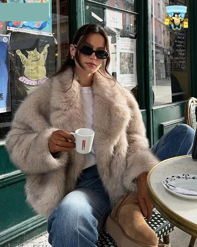 Gradient Faux Fur Jacket Women
