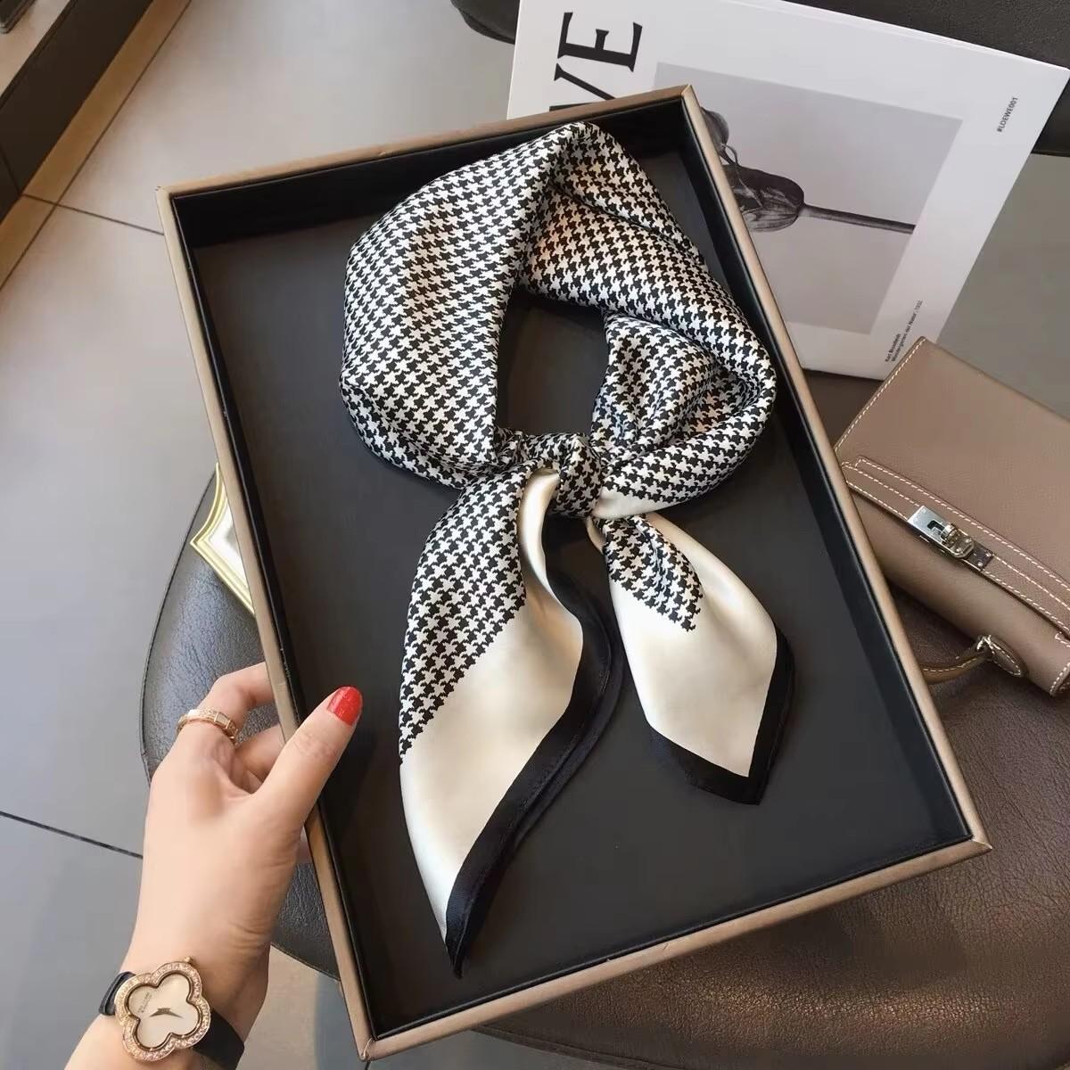 100% Natural Silk Square Scarf Women Hairband Neckerchief Wrap