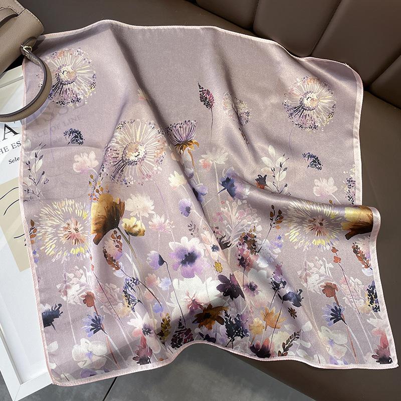 100% Pure Silk Square Scarf Women Dot Print Neckerchief Bandana
