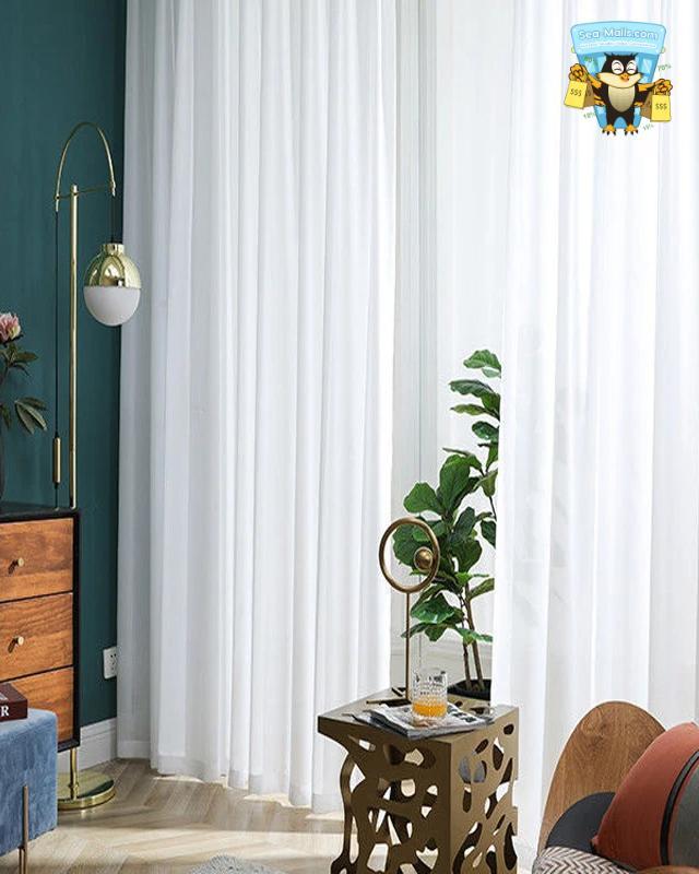 Solid White Tulle Sheer Window Curtains