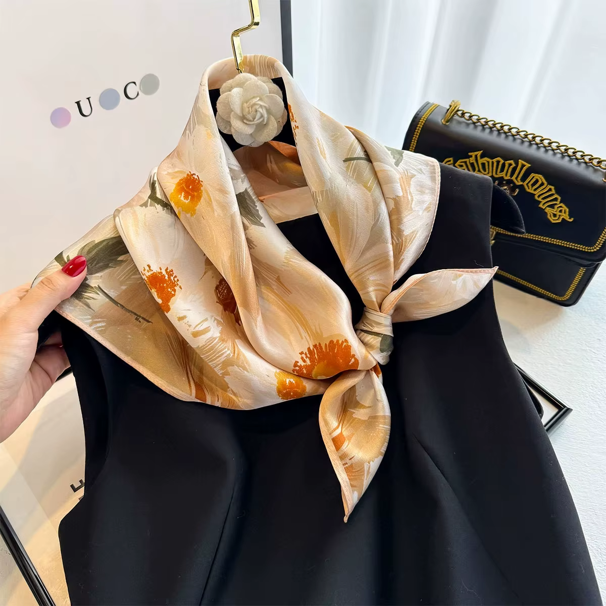 100% Mulberry Silk Square Scarf for Women