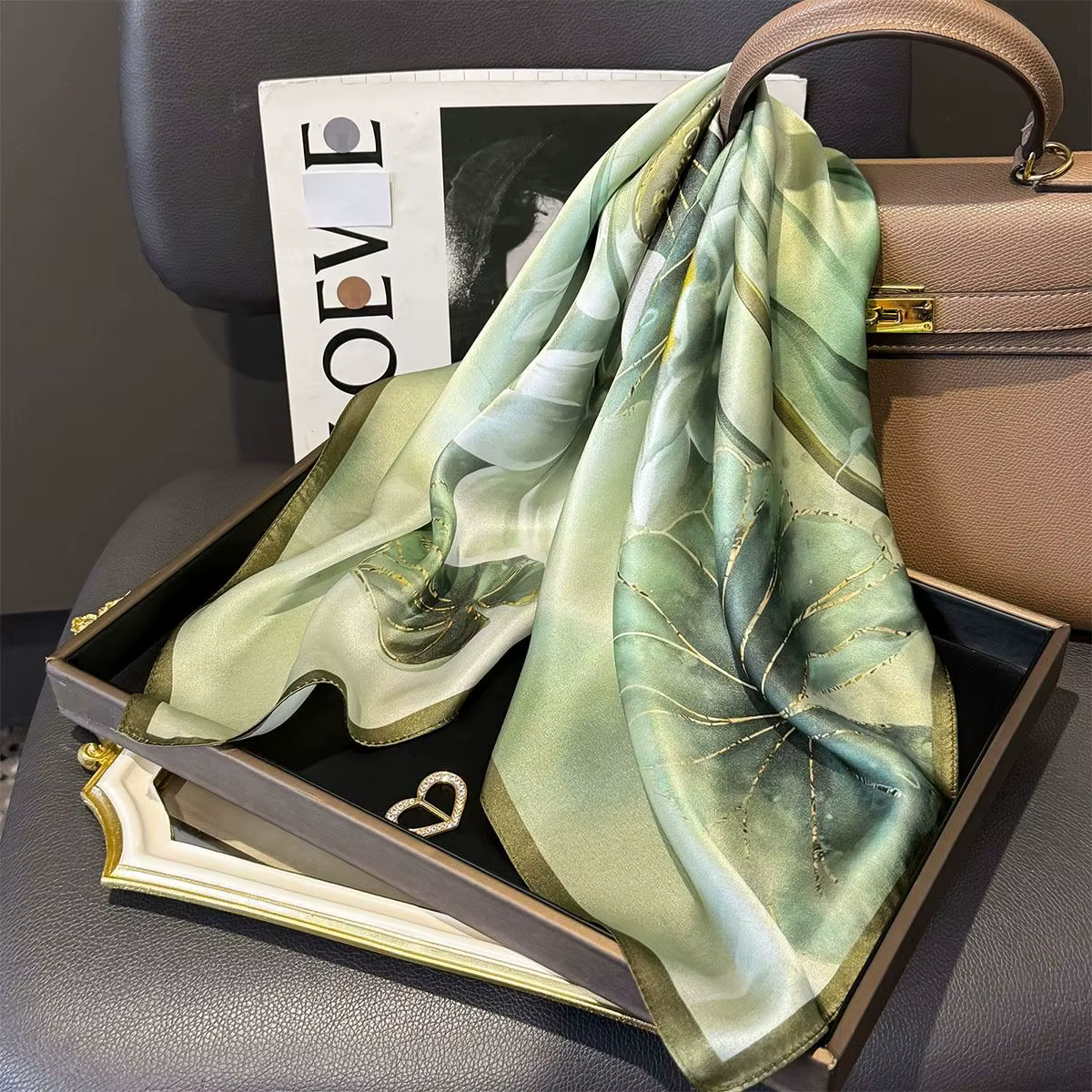 100% Mulberry Silk Square Scarf for Women