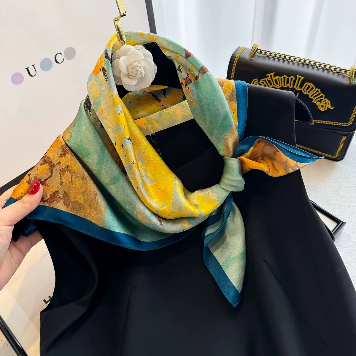 100% Mulberry Silk Square Scarf for Women