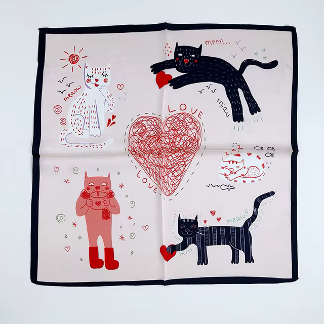 100% Pure Silk Floral Square Scarf Women Neck Hair Bandana