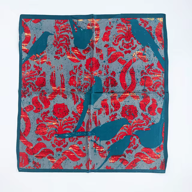100% Pure Silk Floral Square Scarf Women Neck Hair Bandana