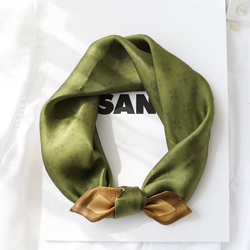 100% Pure Silk Floral Square Scarf Women Neck Hair Bandana