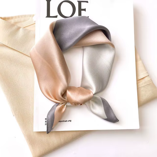 100% Pure Silk Floral Square Scarf Women Neck Hair Bandana