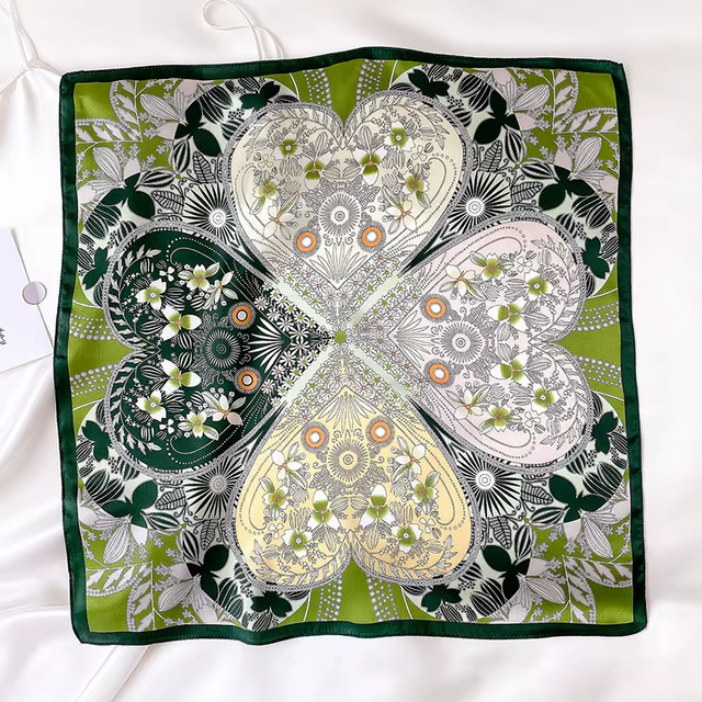 100% Pure Silk Floral Square Scarf Women Neck Hair Bandana