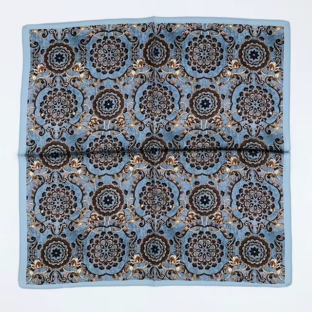 100% Pure Silk Floral Square Scarf Women Neck Hair Bandana