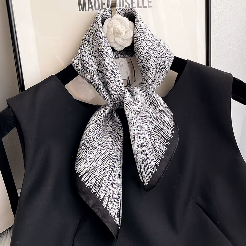 100% Pure Silk Floral Square Scarf Women Neck Hair Bandana