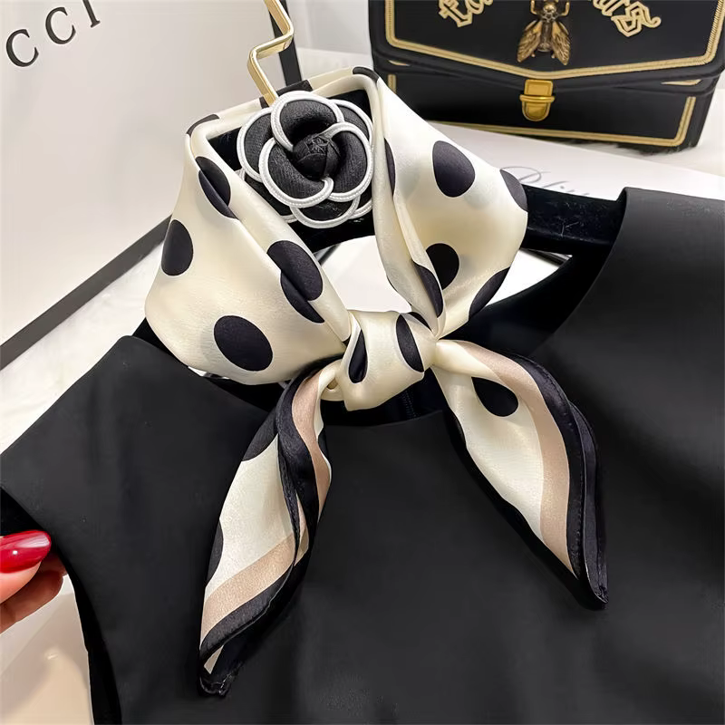 100% Pure Silk Floral Square Scarf Women Neck Hair Bandana