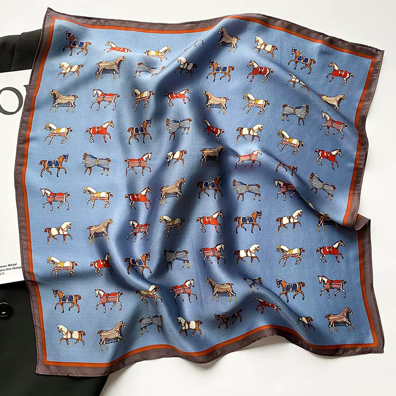 100% Pure Silk Floral Square Scarf Women Neck Hair Bandana