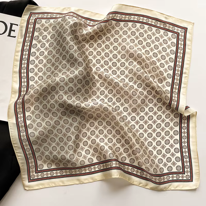 100% Pure Silk Floral Square Scarf Women Neck Hair Bandana