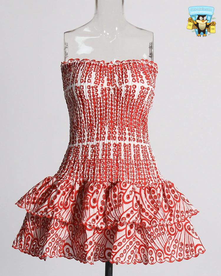 Cut Out Layered Hem Strapless Sleeveless Mini Dress