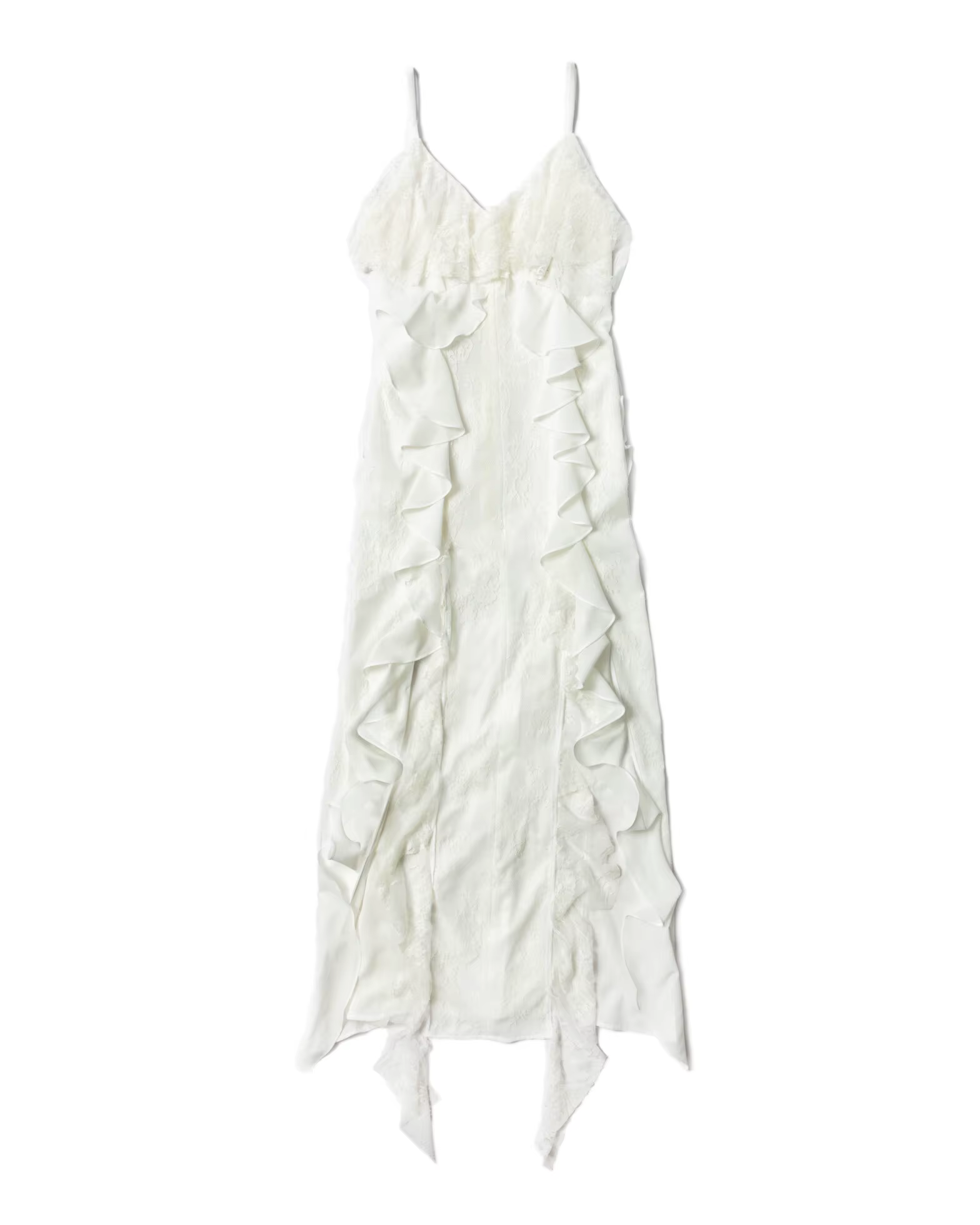 Ruffled Lace Spaghetti Strap Maxi Dress – V-Neck Slim Fit Summer Style