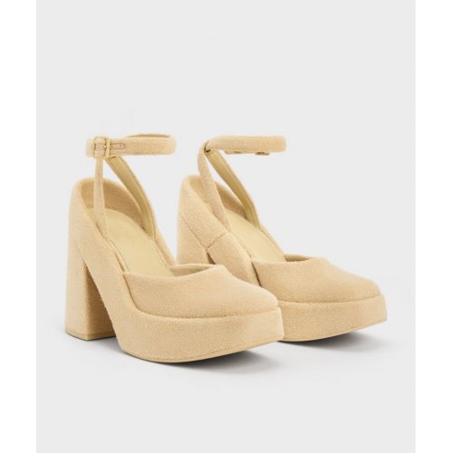 Loey Ankle-Strap Platform Pumps - Beige 