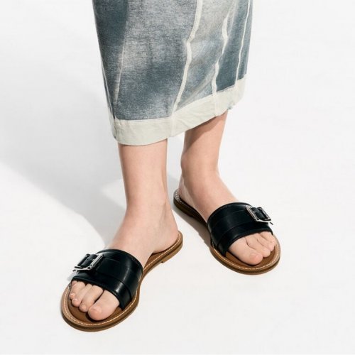  Buckled Slide Sandals - Black 
