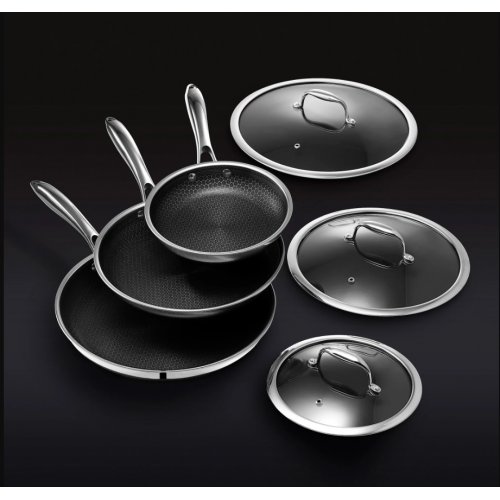 6 pc HexClad Hybrid Cookware Set w/ Lids 