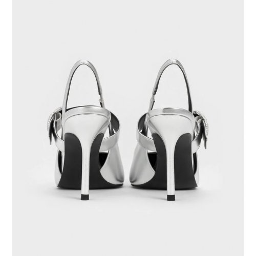  Metallic Crystal-Buckled Pumps - Silver 