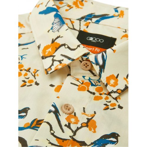 Bird Print Casual Short Sleeve Shirt