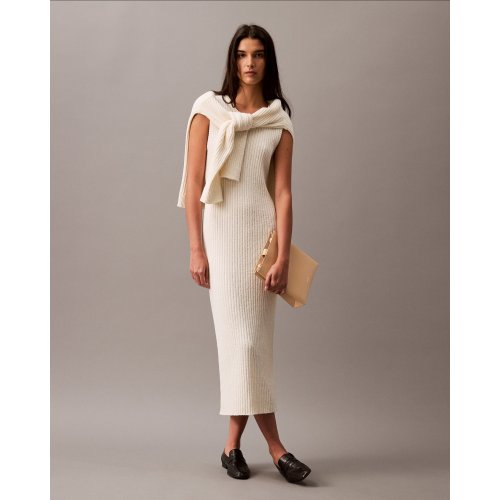  Boucle Crewneck Midi Sweater Dress