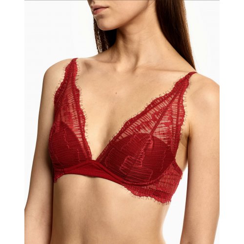  CK Black Linear Lace Lightly Lined Triangle <span style='filter: blur(2.5px);'>***</span>