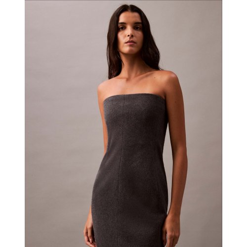 Brushed Wool Blend Strapless Dress