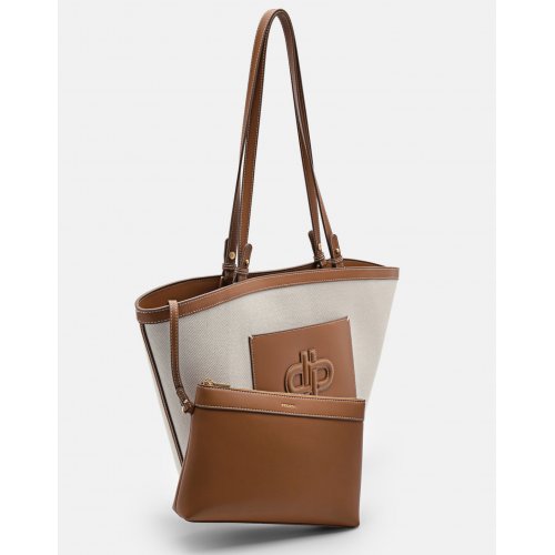  Large PEDRO Icon Canvas Tote Bag - Cognac 
