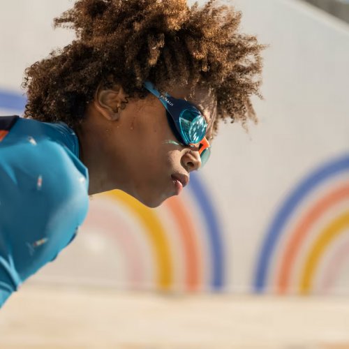 Swimming goggles XBASE - Clear lenses - Kids' Size - Blue green