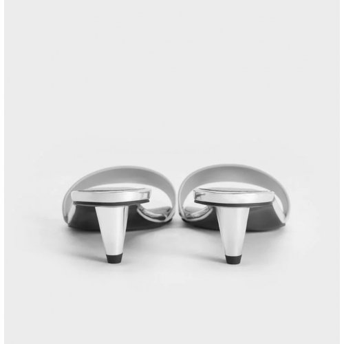  Metallic Cone-Heel Mules - Silver 