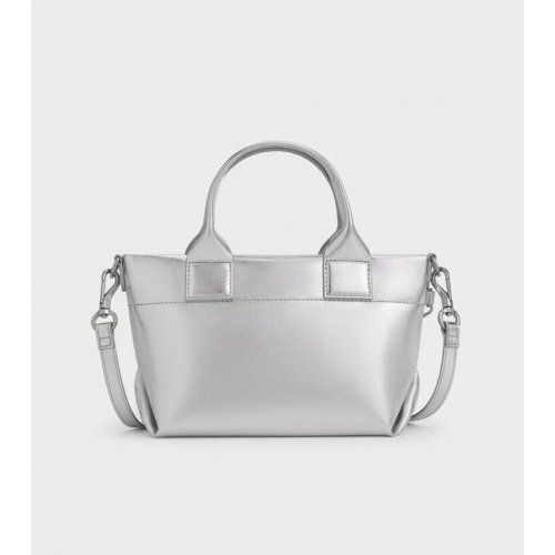  Atwood Crinkle-Effect Chain-Embellished Tote Bag - Silver 