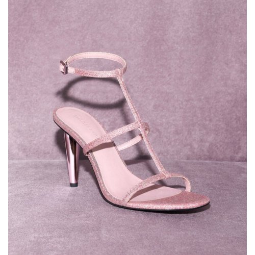  Glittered T-Bar Ankle-Strap Sandals - Pink 