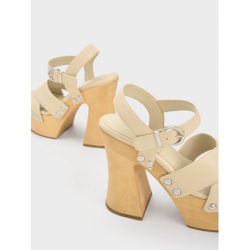  Tabitha Leather Crossover Sandals - Chalk 
