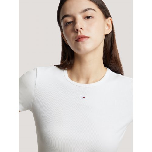 Essential Rib Knit Slim T-Shirt - White 