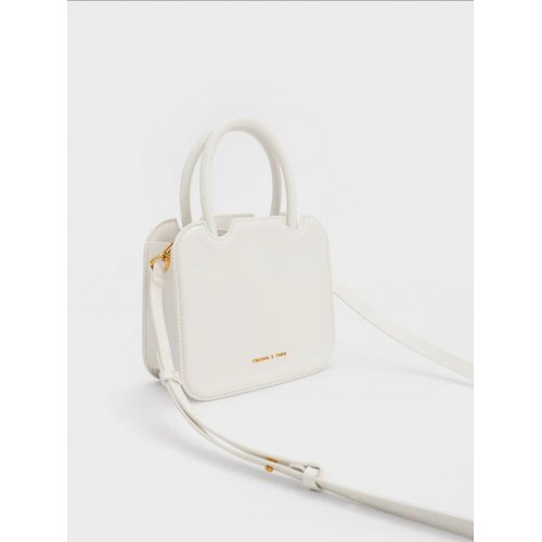  Perline Sculptural Top Handle Bag - White 