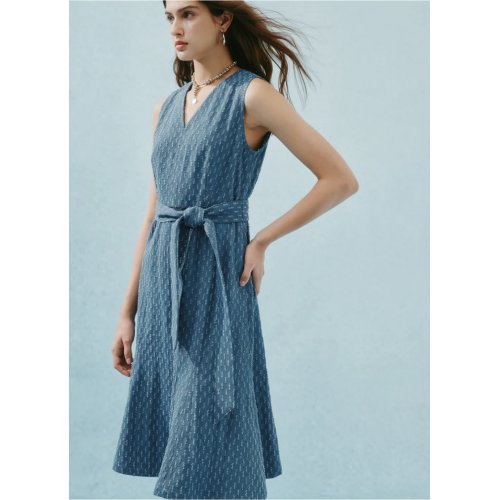 Cotton Denim Jacquard Flare Dress