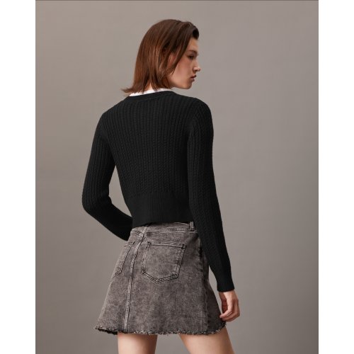  Cropped Cable Knit Cardigan