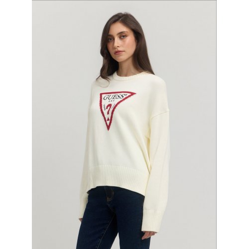 Guess jeans long sleeve crew neck big triangle sweater