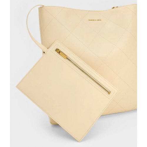  Leia Braided Handle Tote Bag - Beige 