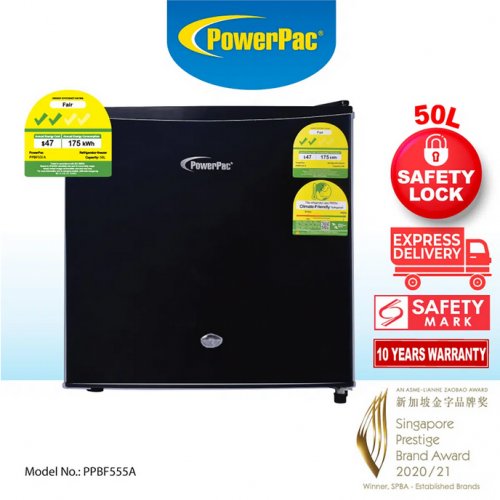 PowerPac 50L Bar Fridge with Lock (PPBF555BK)