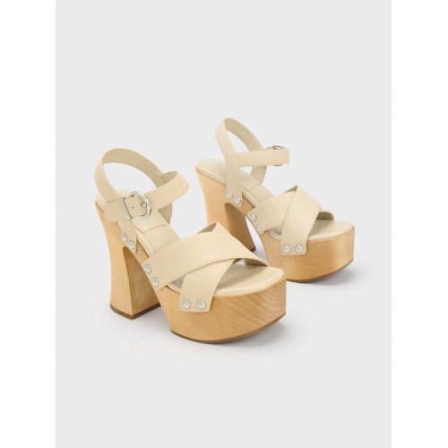  Tabitha Leather Crossover Sandals - Chalk 