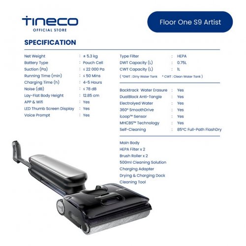 TINECO FLOOR ONE S9 ARTIST SMART CORDLESS VACUUM CLEANER