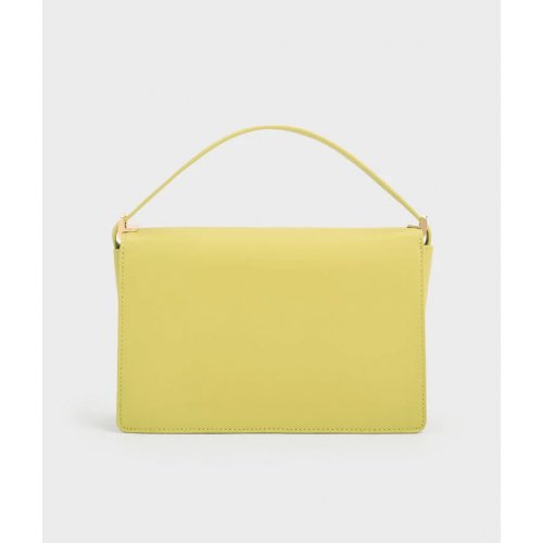  Leather & Raffia Shoulder Bag - Lime 